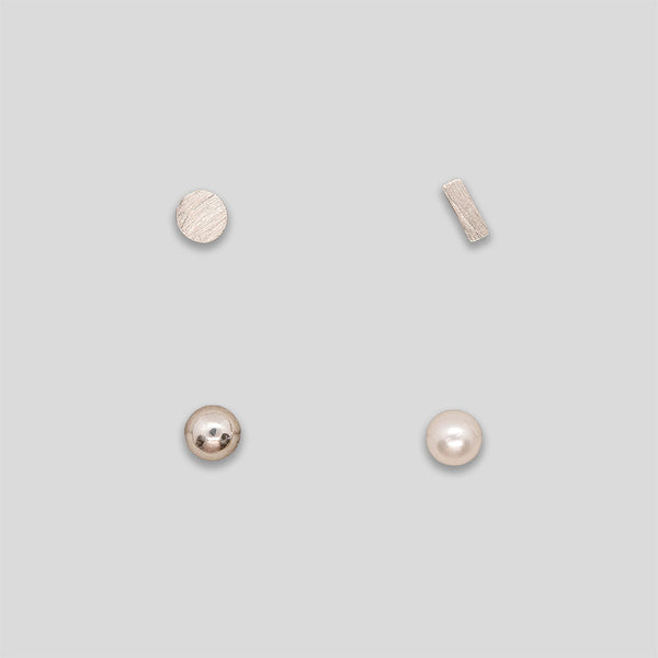 Coo Coo: Geometry Stud Set of 4 - Silver