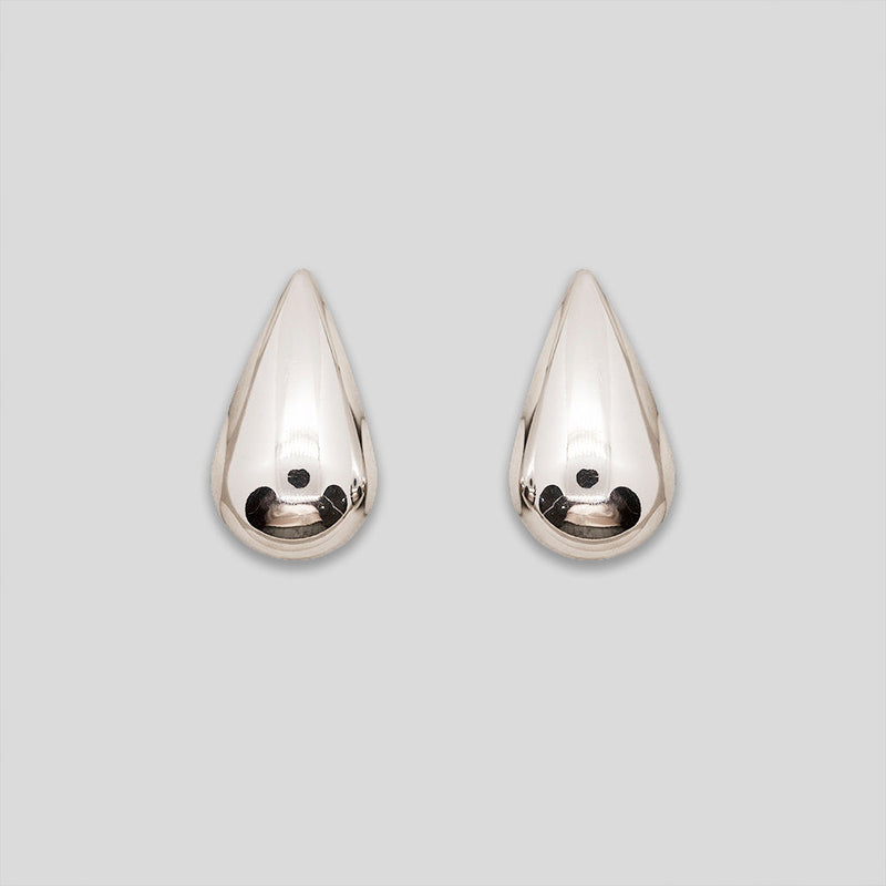 Coo Coo: Coo Coo: Giant Teardrop Earrings - Silver