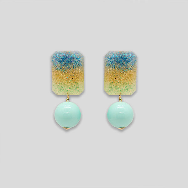 Coo Coo: Coo Coo: Glitter Balloon Resin Earrings - Blue/Green