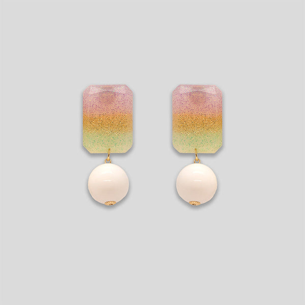 Coo Coo: Coo Coo: Glitter Balloon Resin Earrings - Pink/Green/White