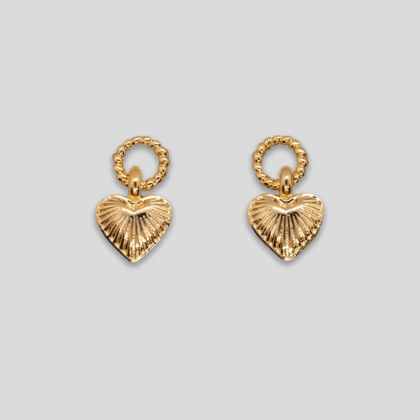 Coo Coo: Coo Coo: Heart Drop Studs - Gold