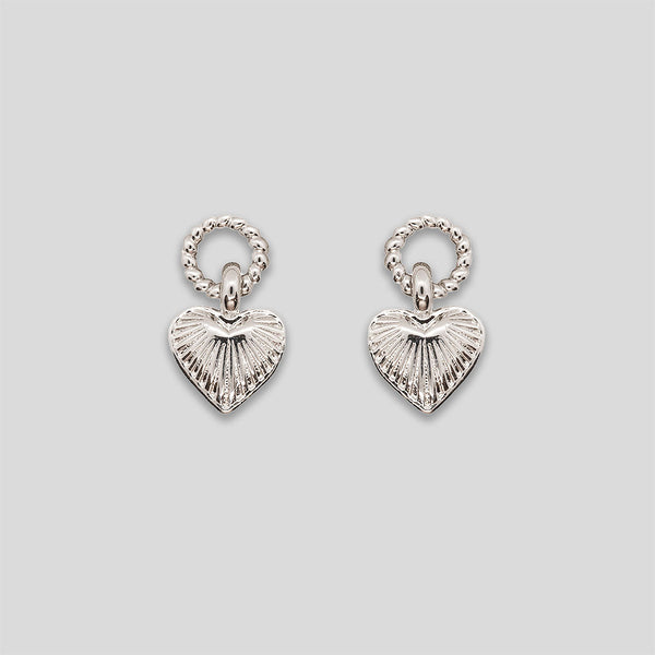 Coo Coo: Coo Coo: Heart Drop Studs - Silver