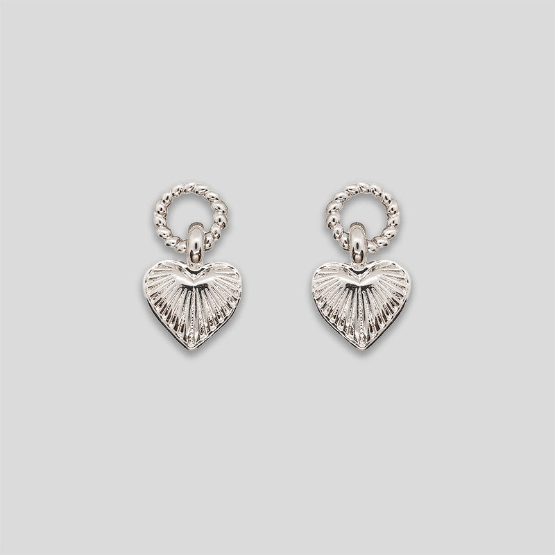 Coo Coo: Coo Coo: Heart Drop Studs - Silver