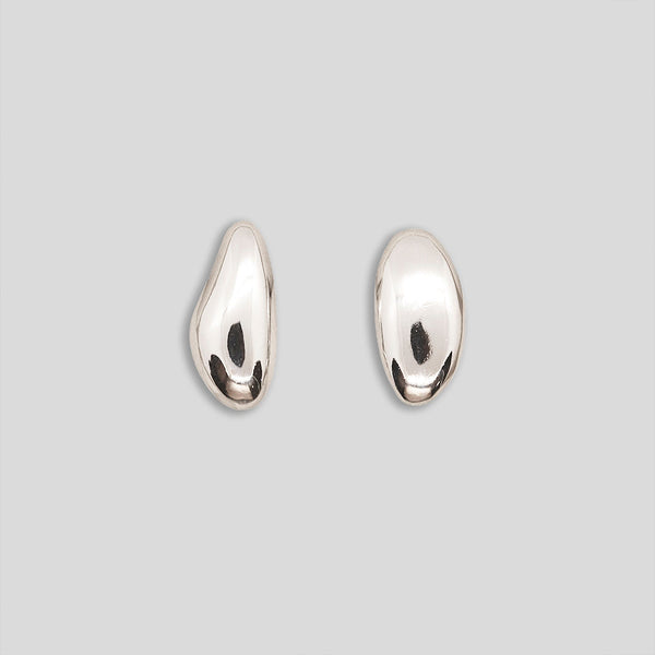 Coo Coo: Coo Coo: Irregular Droplet Studs - Silver