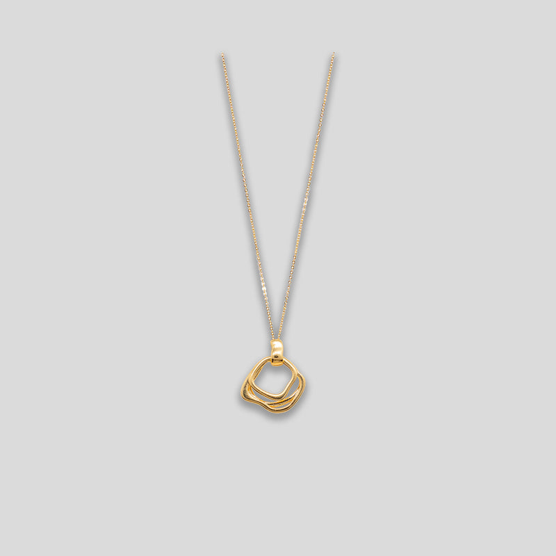 Coo Coo: Coo Coo: Irregular Triple Loop Pendant Necklace - Gold