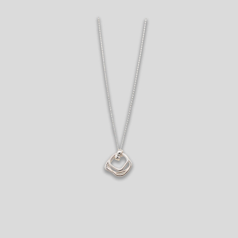 Coo Coo: Coo Coo: Irregular Triple Loop Pendant Necklace - Silver