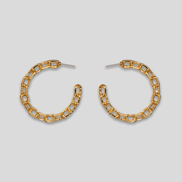 Coo Coo: Coo Coo: Large Chain Hoops - Gold