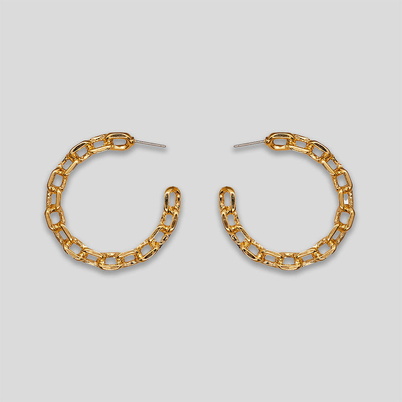 Coo Coo: Coo Coo: Large Chain Hoops - Gold