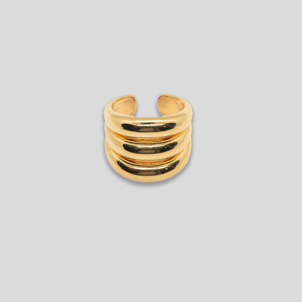 Coo Coo: Coo Coo: Large Triple Rib Ring - Gold