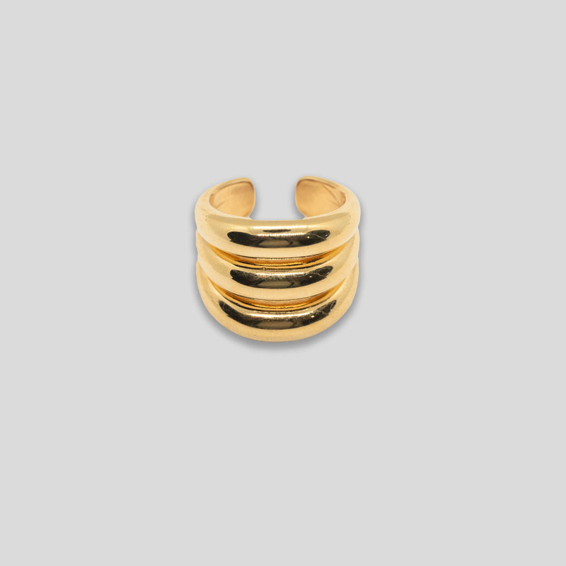 Coo Coo: Coo Coo: Large Triple Rib Ring - Gold