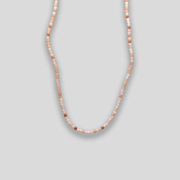 Coo Coo: Coo Coo: Long Beaded Stone Necklace - Peach