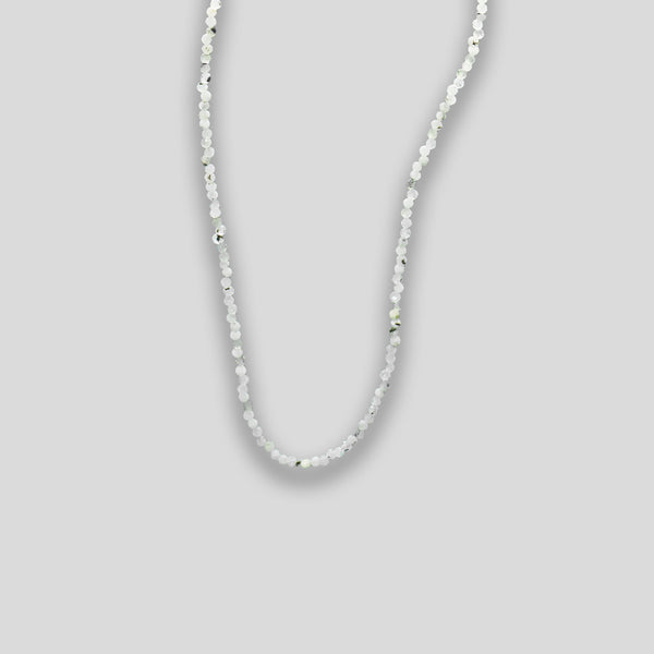 Coo Coo: Coo Coo: Long Beaded Stone Necklace - White