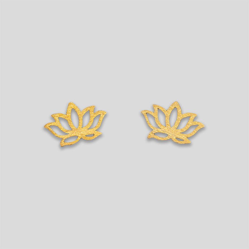 Coo Coo: Coo Coo: Lotus Outline Studs - Gold