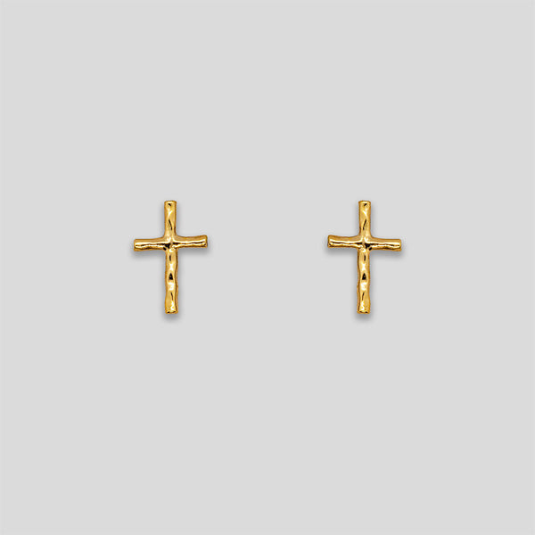 Coo Coo: Coo Coo: Mini Aged Cross Studs - Gold