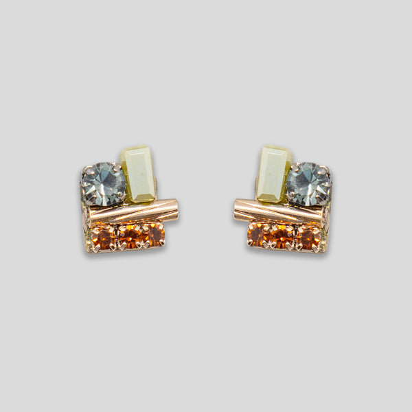 Coo Coo: Coo Coo: Mini Beaded Square Studs - Grey