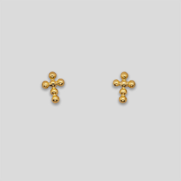 Coo Coo: Coo Coo: Mini Cross Ball Studs - Gold