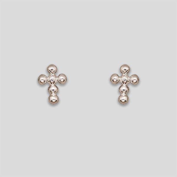 Coo Coo: Coo Coo: Mini Cross Ball Studs - Silver