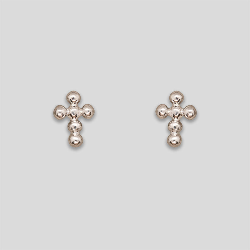 Coo Coo: Coo Coo: Mini Cross Ball Studs - Silver