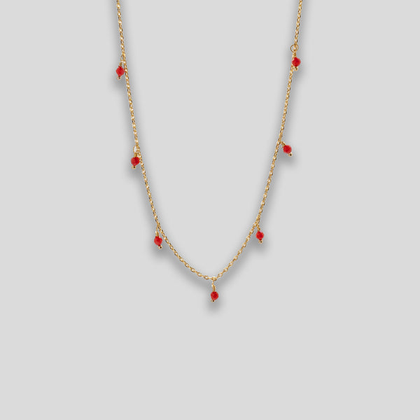 Coo Coo: Coo Coo: Mini Droplets Necklace - Gold/Red