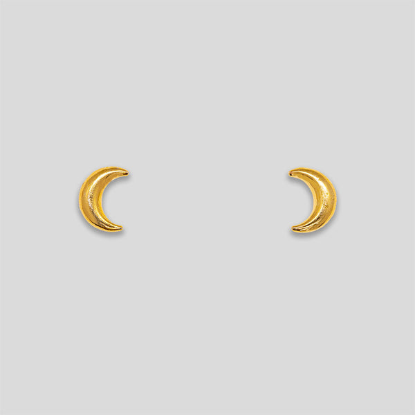 Coo Coo: Coo Coo: Mini Moon Studs - Gold