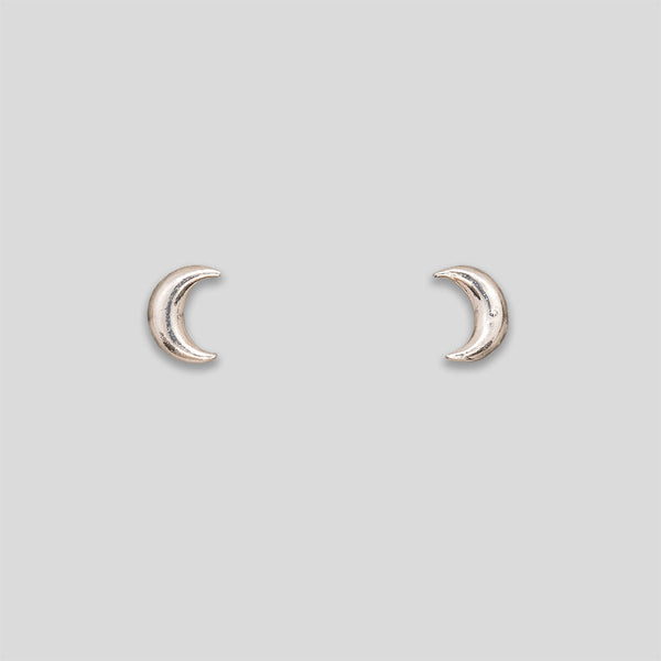 Coo Coo: Coo Coo: Mini Moon Studs - Silver