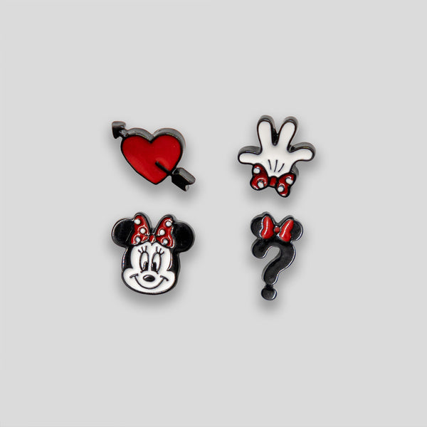 Coo Coo: Coo Coo: Mini Mouse Stud Set of 4 - Black/Red/White