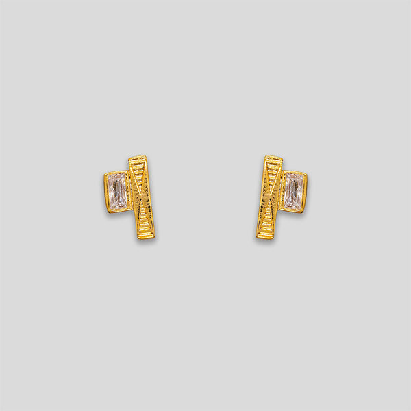 Coo Coo: Mini Rectangle Rhinestone & Stick Studs - Gold