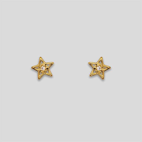 Coo Coo: Mini Rhinestone Star Studs - Gold