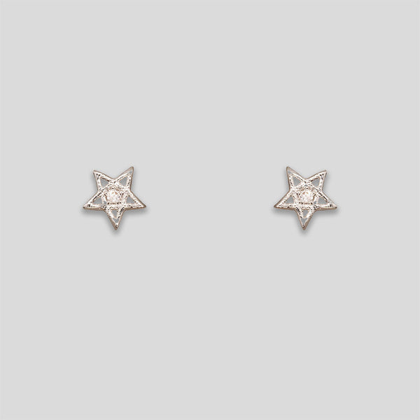 Coo Coo: Mini Rhinestone Star Studs - Silver