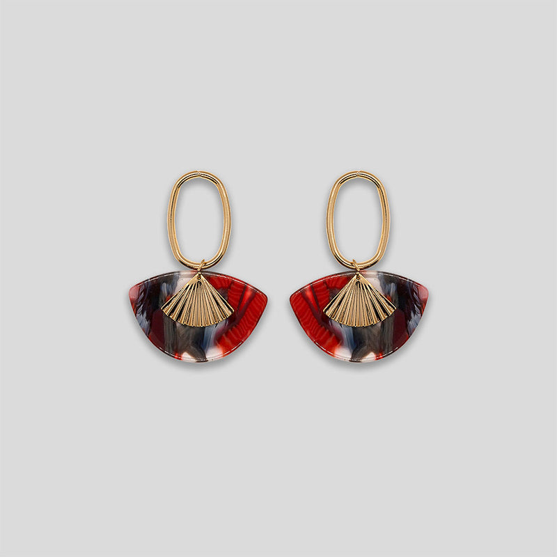 Coo Coo: Coo Coo: Mottled Slice Drop Earrings - Red/Blue