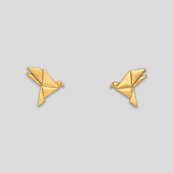 Coo Coo: Coo Coo: Origami Bird Studs - Gold