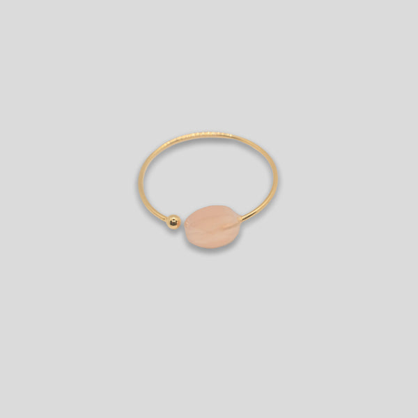 Coo Coo: Oval Stone Free Size Ring - Cream