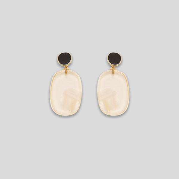 Coo Coo: Coo Coo: Painted Drop Resin Earrings - Cream/Gold