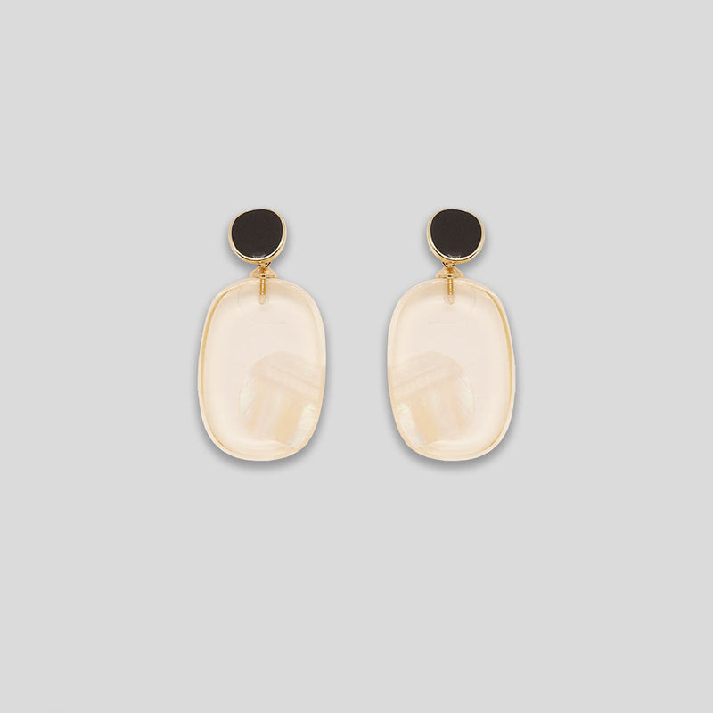 Coo Coo: Coo Coo: Painted Drop Resin Earrings - Cream/Gold