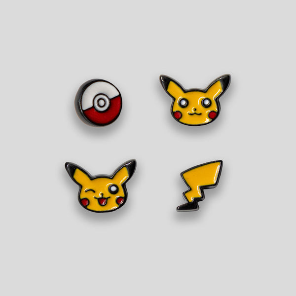 Coo Coo: Coo Coo: Pikachu Stud Set of 4 - Yellow/Red/White