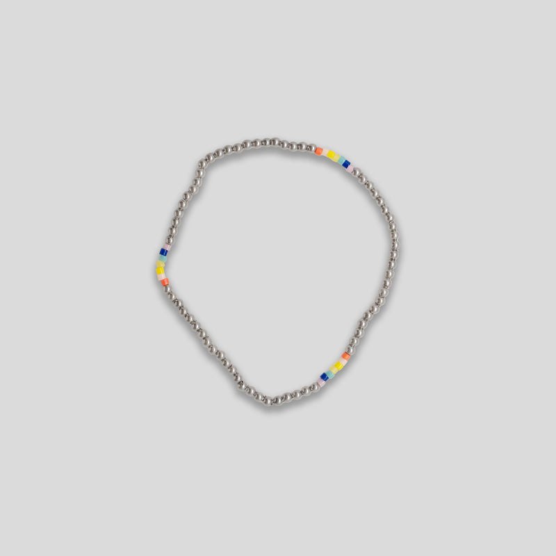 Coo Coo: Coo Coo: Rainbow Dot Beaded Bracelet - Silver