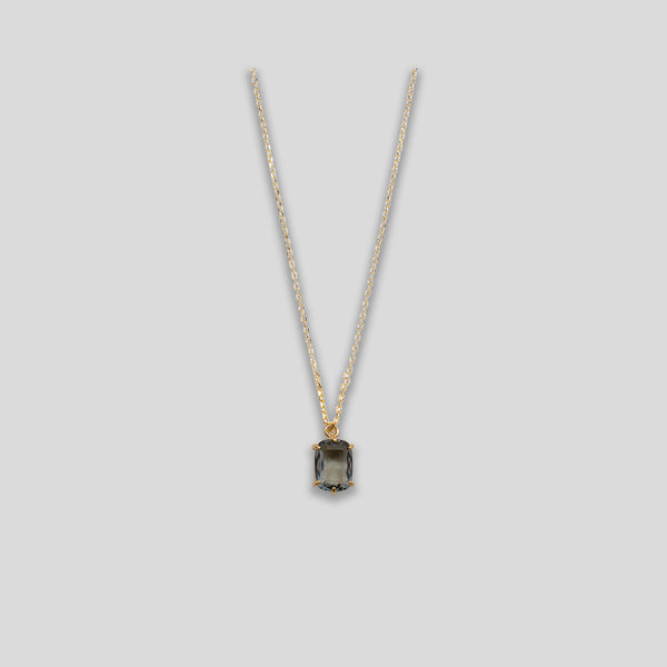 Coo Coo: Coo Coo: Rectangle Droplet Necklace - Gold/Smoke