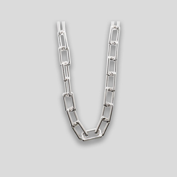 Coo Coo: Coo Coo: Rectangular Chain Necklace - Silver