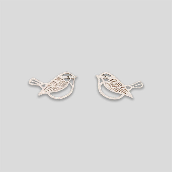 Coo Coo: Robin Outline Studs - Silver