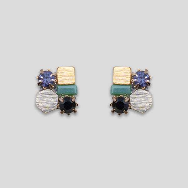 Coo Coo: Coo Coo: Shapes Cluster Beaded Studs - Green/Black