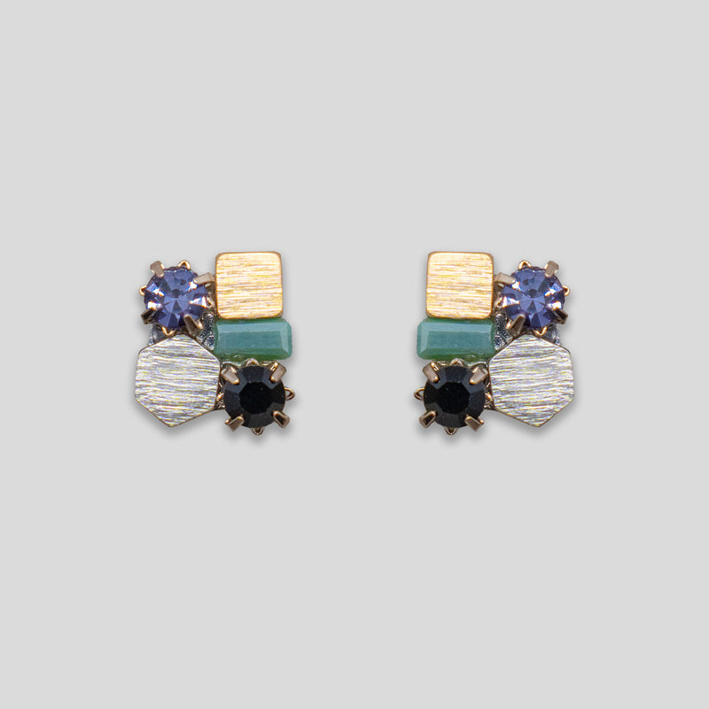 Coo Coo: Shapes Cluster Beaded Studs - Green/Black