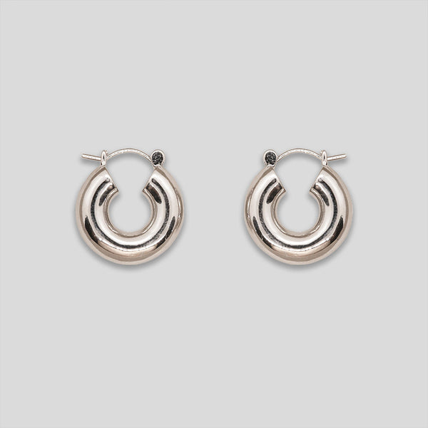 Coo Coo: Coo Coo: Small Thick Hoops - Silver