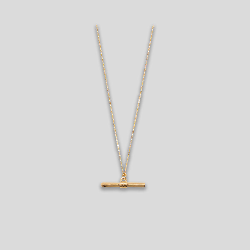 Coo Coo: Coo Coo: T Bar & Chain Double Necklace - Gold