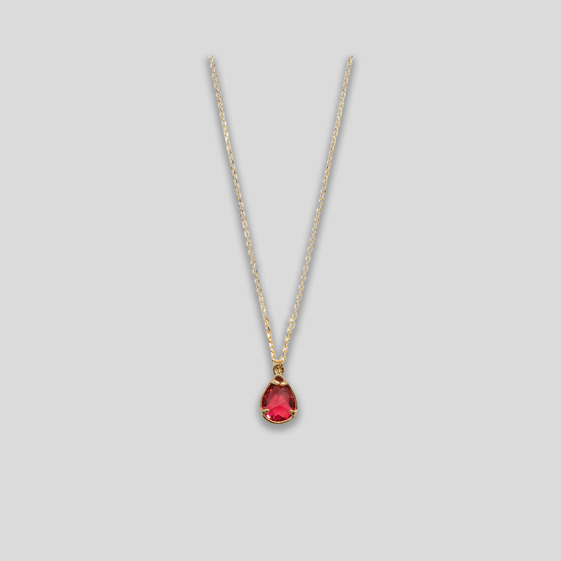 Coo Coo: Coo Coo: Teardrop Necklace - Gold/Garnet