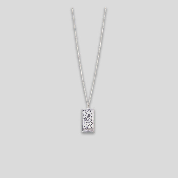 Coo Coo: Coo Coo: "The Moon" Pendant Necklace - Silver