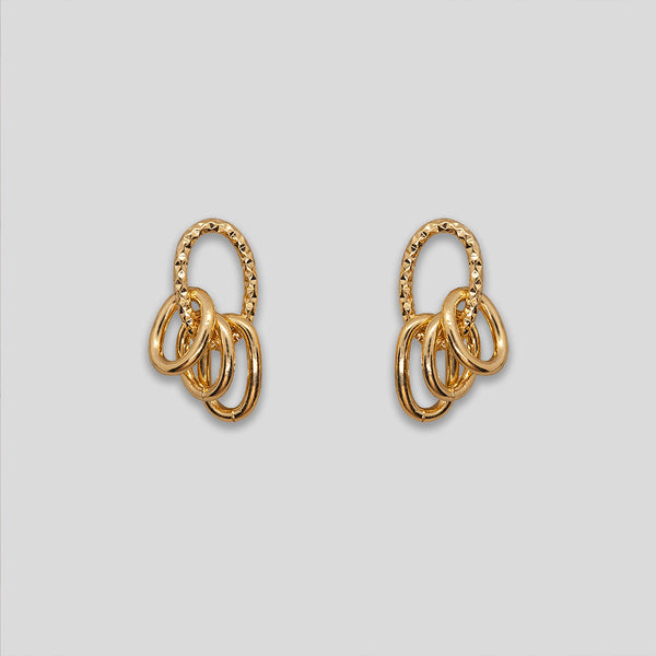 Coo Coo: Coo Coo: Triple Loop Studs - Gold