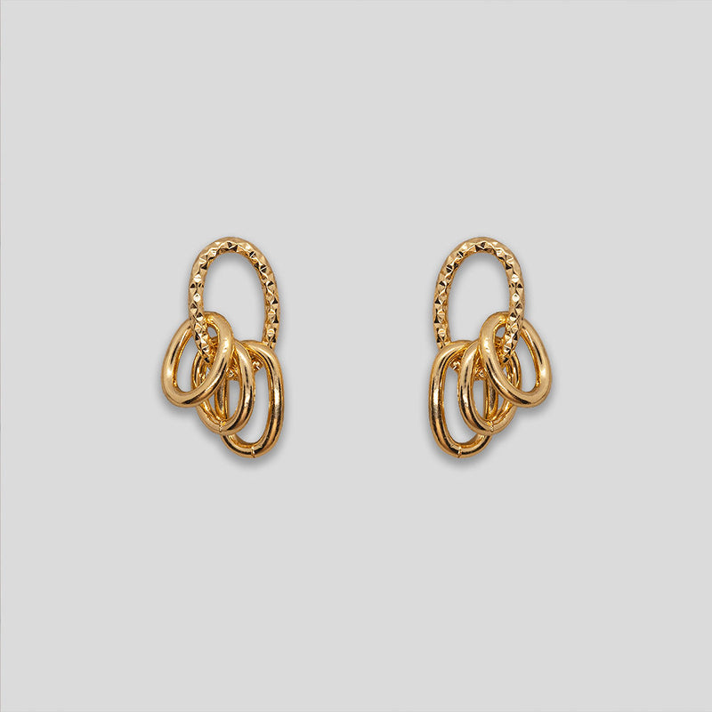 Coo Coo: Coo Coo: Triple Loop Studs - Gold