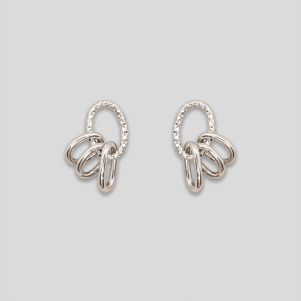 Coo Coo: Coo Coo: Triple Loop Studs - Silver