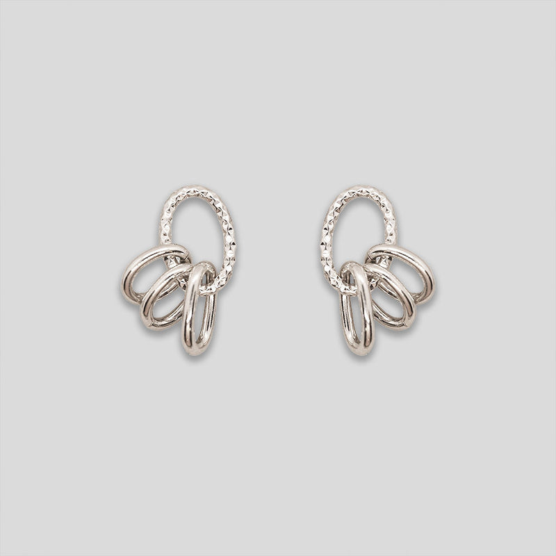 Coo Coo: Coo Coo: Triple Loop Studs - Silver