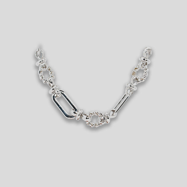 Coo Coo: Coo Coo: Twisted Circle Alternating Chain Bracelet - Silver